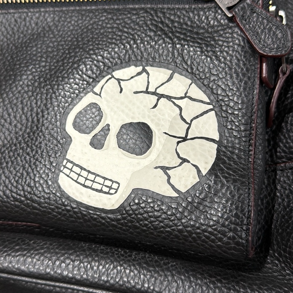 Coach Black Leather Backpack with Skull and Eagle - Picture 3 of 13